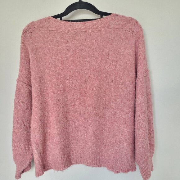 Max Edition boat neck pink oversized sleeves pullover sweater size M - Picture 2 of 8